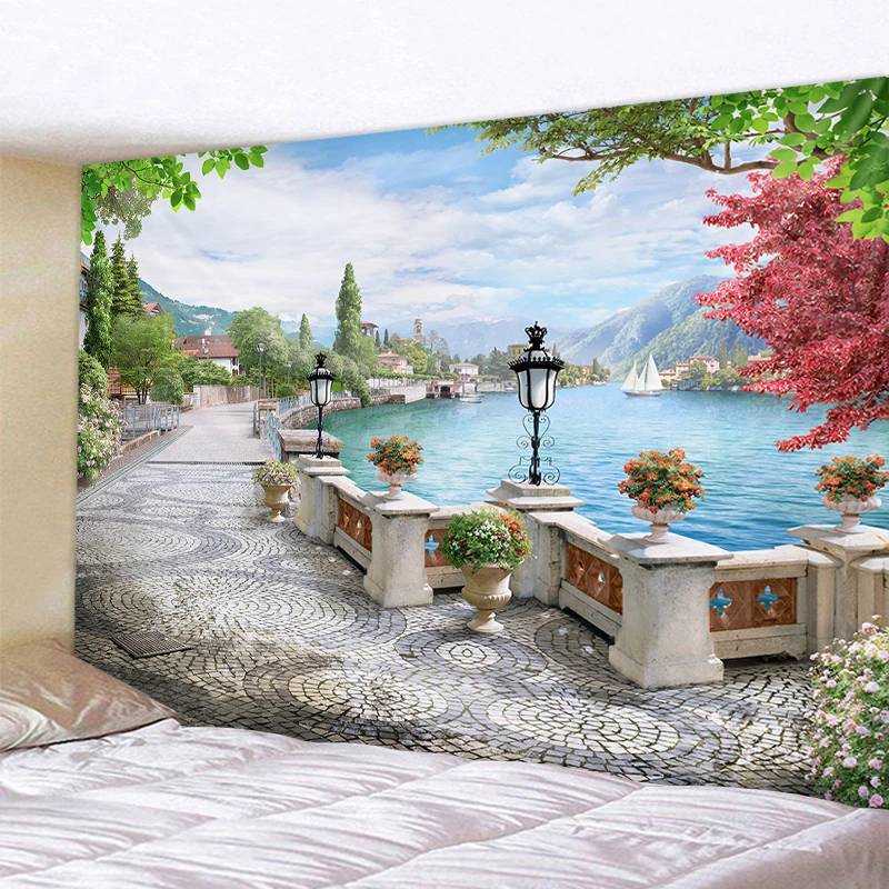 Tapiz de ventana con planta verde 3D, alfombra colgante para pared, manta, colcha, toalla de Yoga, decoración de pared para el hogar y la playa, 200x150cm