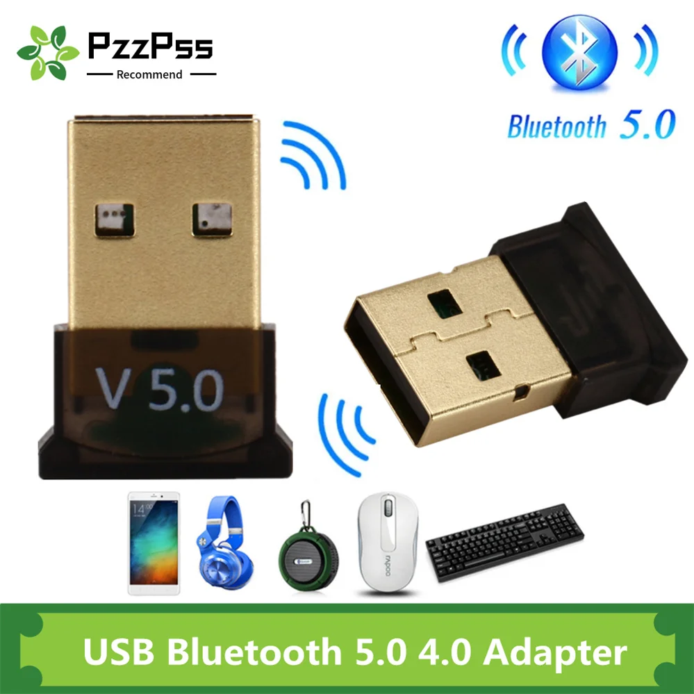 PzzPss USB 블루투스 5.0 어댑터 동글, 고속 송신기, 미니 블루투스 5.0 4.0 USB 수신기, PC 컴퓨터 노트북용