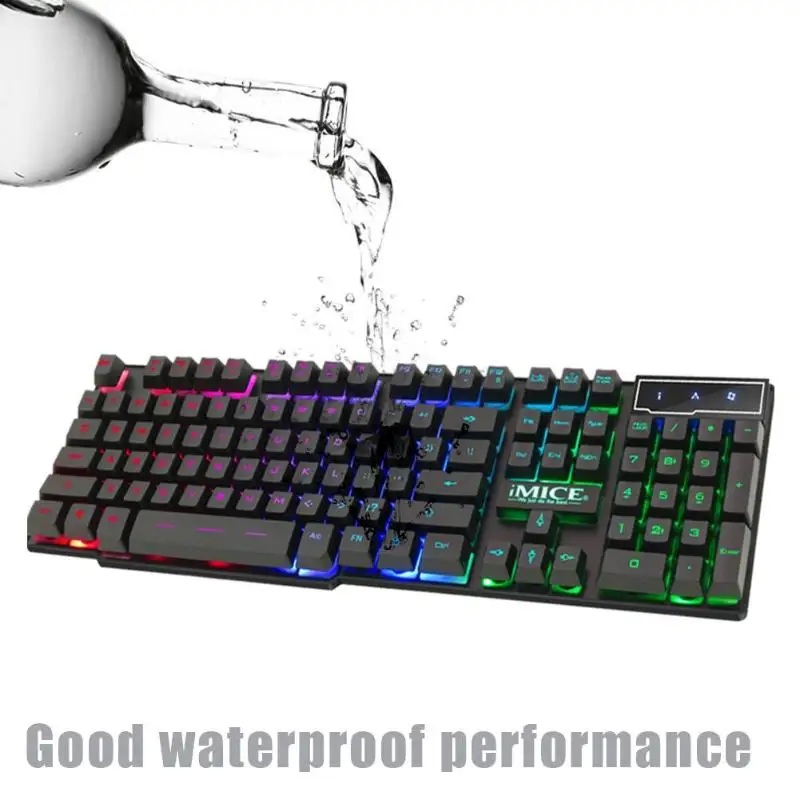 IMICE AK-600 104 клавиш USB игровая клавиатура Проводная Подсветка эргономичная клавиатура с 12 мультимедийными клавишами для компьютер ноутбук ПК