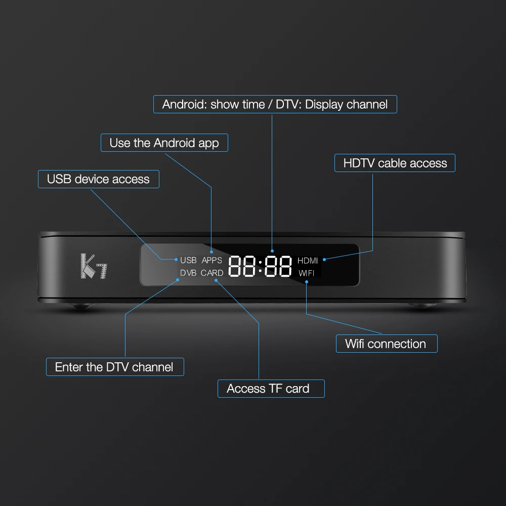 Mecool K7 TV Box 4GB DDR4 64GB ROM Amlogic S905X2 DVB T2 DVB S2 Android 9.0 Dual WiFi Prefix LED Di