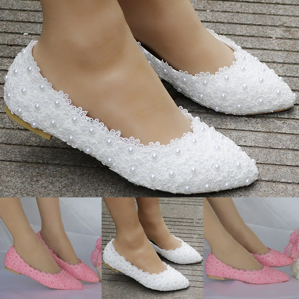 Тонкие туфли на плоской подошве с кружевом и жемчугом; chaussures femme; женские свадебные туфли; Zapatos De Mujer; модельные женские туфли