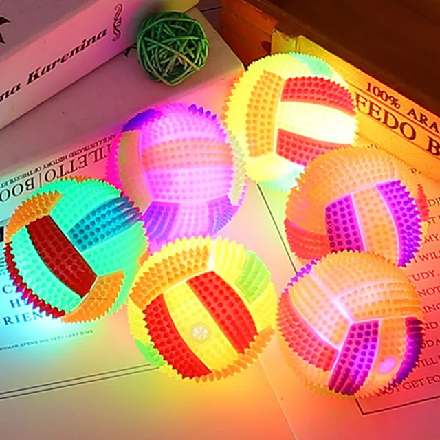 Spiky Massage Ball Dog Chew Bouncy Ball Soccer Ball Shaped with Flashing LED Light for Children Pet Toy 4