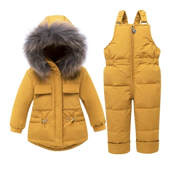 

-30 degrees 2019 new winter baby boy girl clothes set down jacket coat snowsuit kids parka girl clothes Ski overalls girls sets