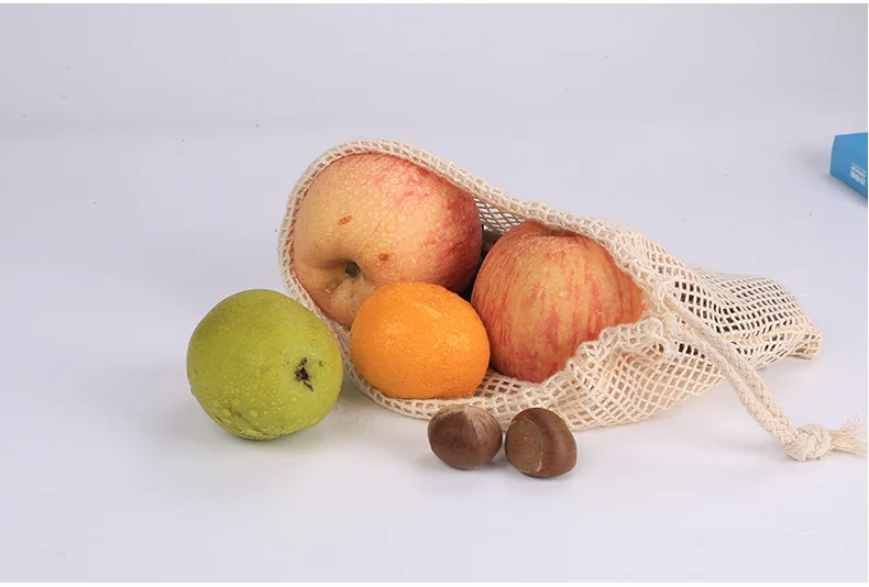 Хлопок Экологичная многоразовая продуктовая сумка защитные сумки для фруктов сетчатые сумки для овощей сумка для хранения с завязкой хозяйственная сумка