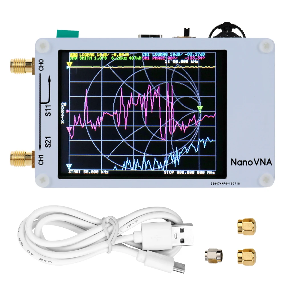 

Portable Handheld Vector Network Analyzer 50KHz-900MHz Digital Display Touching Screen Shortwave MF HF VHF UHF Antenna Analyzer