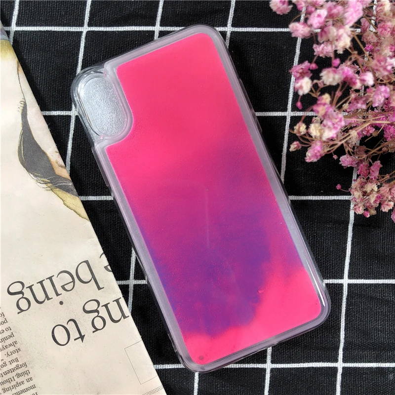 Светящийся неоновый песочный светящийся Жидкий чехол для телефона iPhone 11 Pro MAX 7 6 8 Plus XS MAX XR чехол жидкий динамический песок - Цвет: 02
