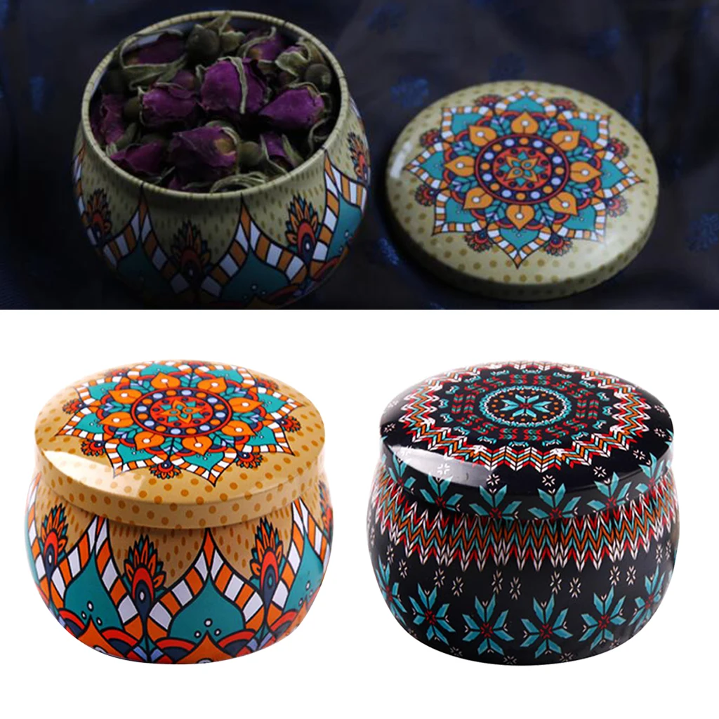 2pcs Tinplate Tea Pot Tin Box Small Home Garden Personality Candy Box Drum-shaped Candy Cookie Snacks Boxes