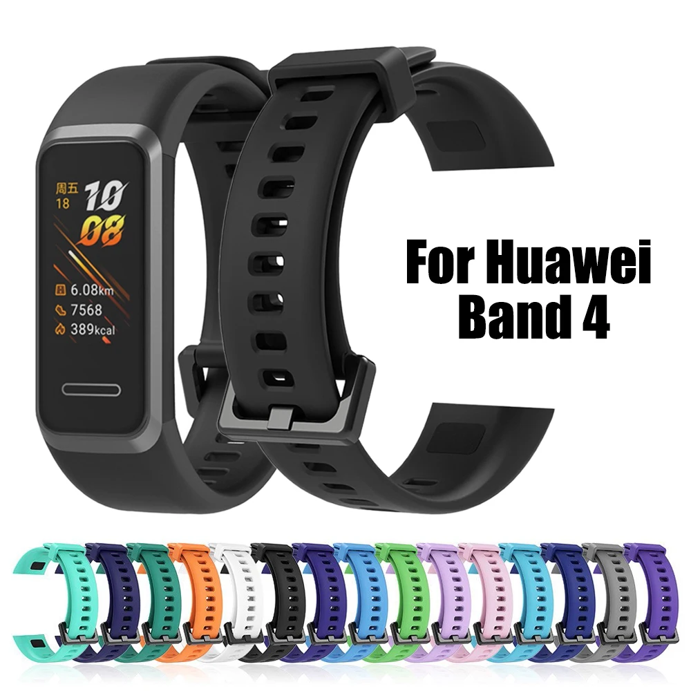 Silicone Strap For Huawei Band 4 Smart Bracelet Bands Band4 Huawei4 Watchband Soft Straps Silica Gel Solid Color Business Casual