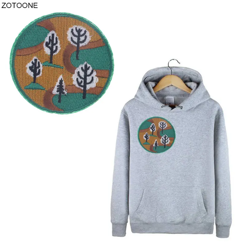 

ZOTOONE 1/10pcs Round Tree Iron on Patches DIY Badge Sew on Patch for Clothing Jackets Bag Clothes Applique Heat Transfer G