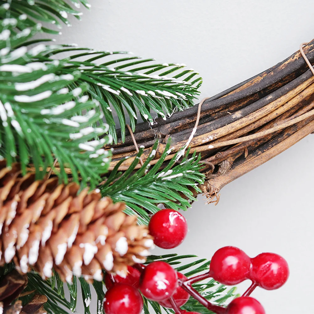 40/50cm Christmas Wreath Handmade Rattan Pendant Garland Shopping Mall Christmas Tree Door Decoration Wreath 1pc