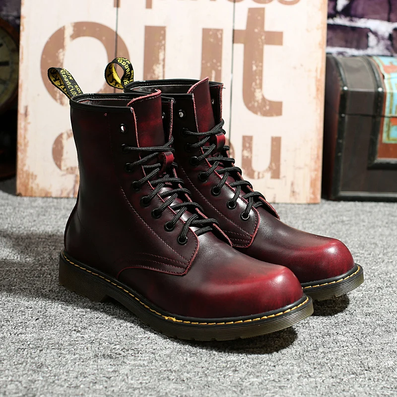 

SERENE Brand 2019 New Men PU Leather Boot Men's Desert Military Shoes Safety Shoes Ankle Motocycle Boots Casual Plush Footwear