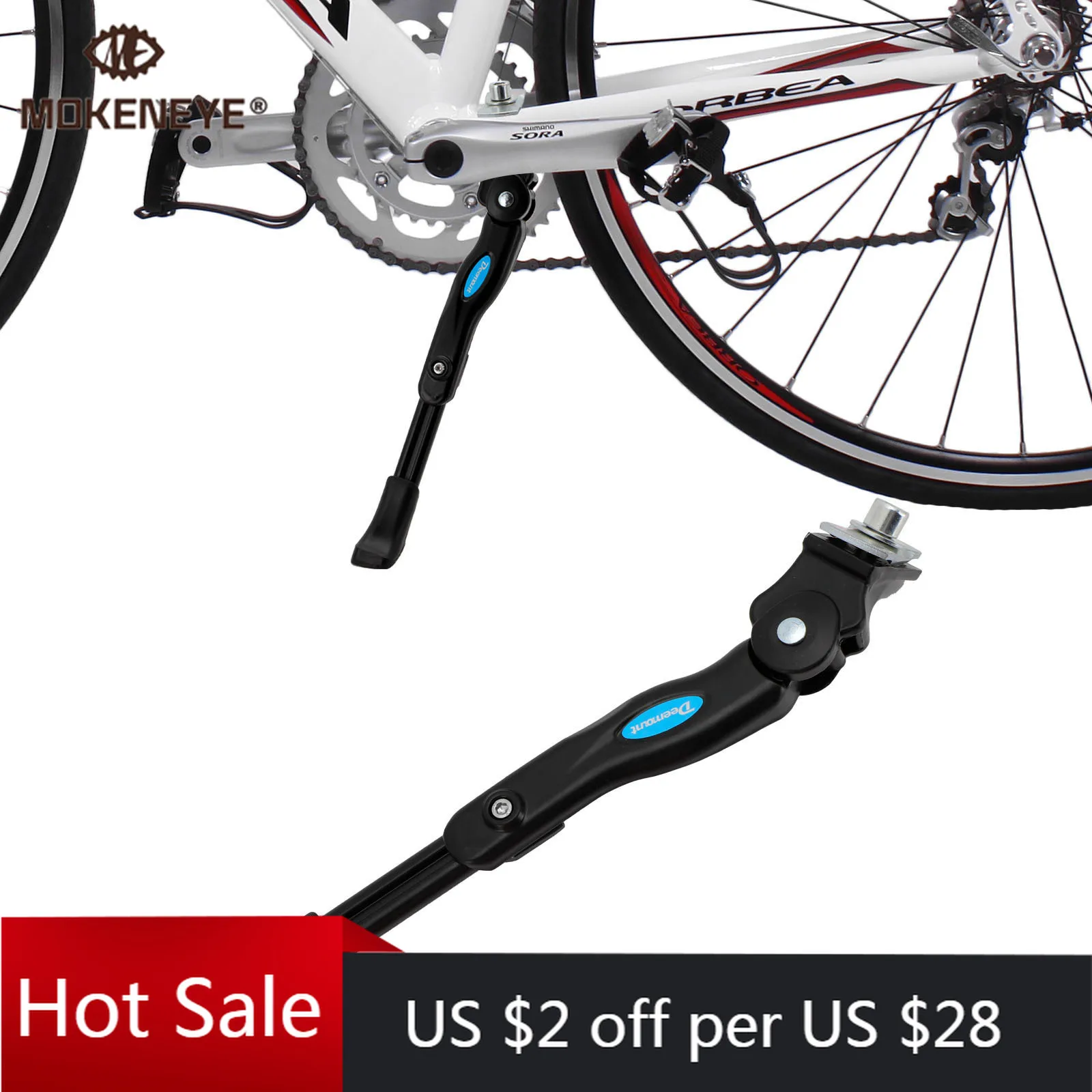DEEMOUNT Bike Kick Stand Adjustable MTB Road Bicycle Kickstand Parking