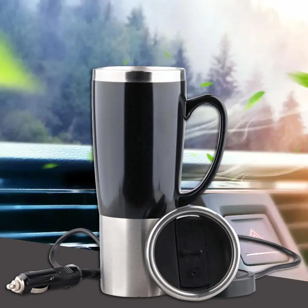 

450ML Stainless Steel Heating Cup 12V 50W Heated Car Kettle Heated Travel Thermos Cup Heating Kettle Coffee Cup