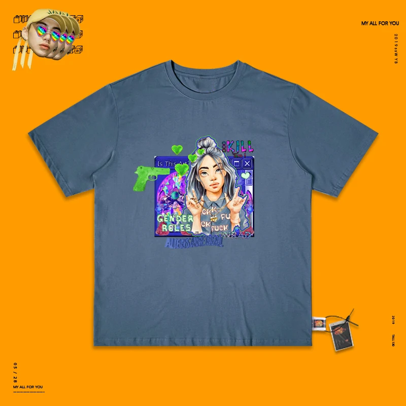 Rap Singer Pyrus Pear Periphery Billie Eilish Fluorescence Green Hip-hop Ins Loose Short Half Sleeve T Shirt