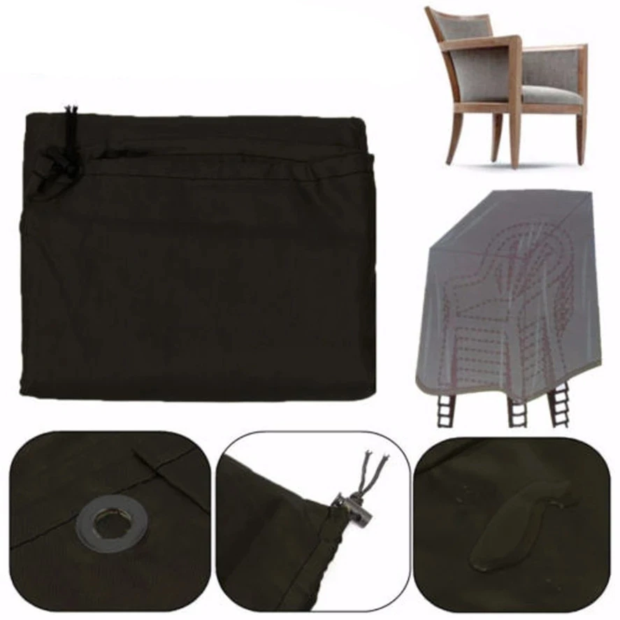 Outdoor Stacked Chair Dust Cover Storage Bag Garden Patio Furniture Protector Waterproof Dustproof Chair Organizer patio furniture cover chair dust cover