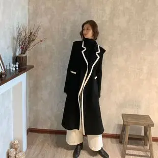 Collinear Coline2019 стиль Хепберн ветер зимний двубортный приталенный двухсторонний Дафлкот пальто Женская шерстяная куртка