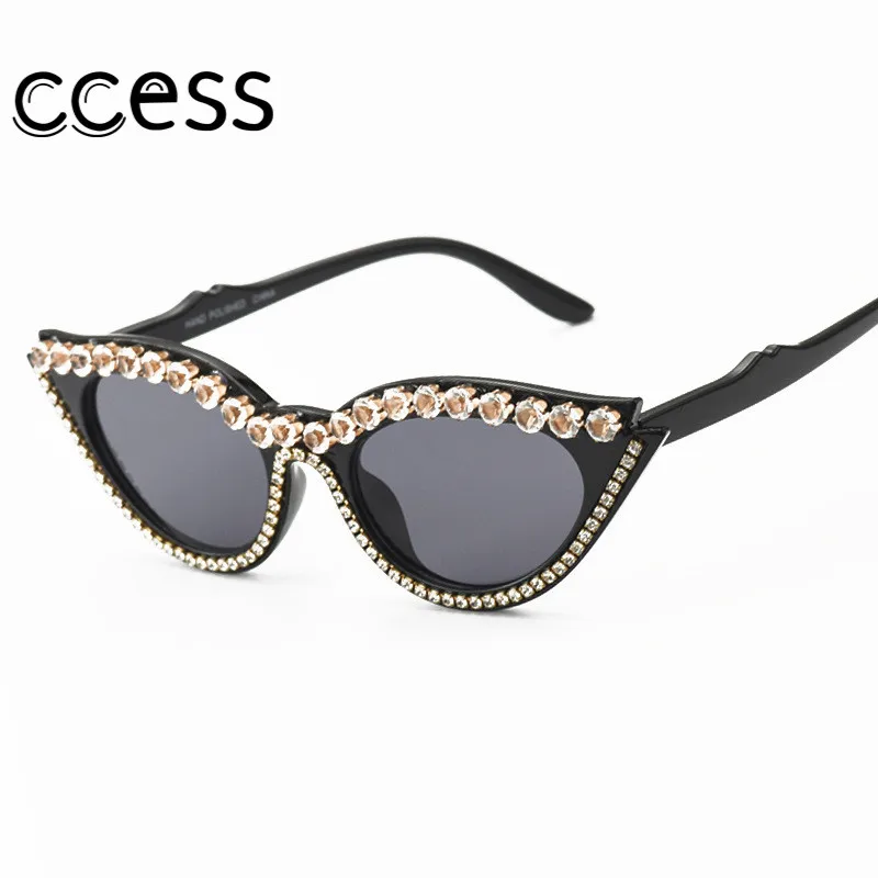 Women Cat Eye Sunglasses Cute Sexy Brand Designer Summer Retro Small Frame Rhinestone Black Red Cateye Sun Glasses UV400 | Аксессуары