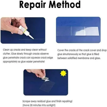 

Fluid Repair Fluid Window Crack 2 PCS Car Auto Automotive Glass Repair