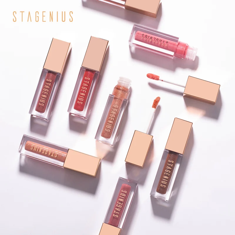 

STAGENIUS Liquid Lipgloss Waterproof Long-lasting Non Stick Shimmer Moisturizer Lip gloss Glitter Makeup Lips