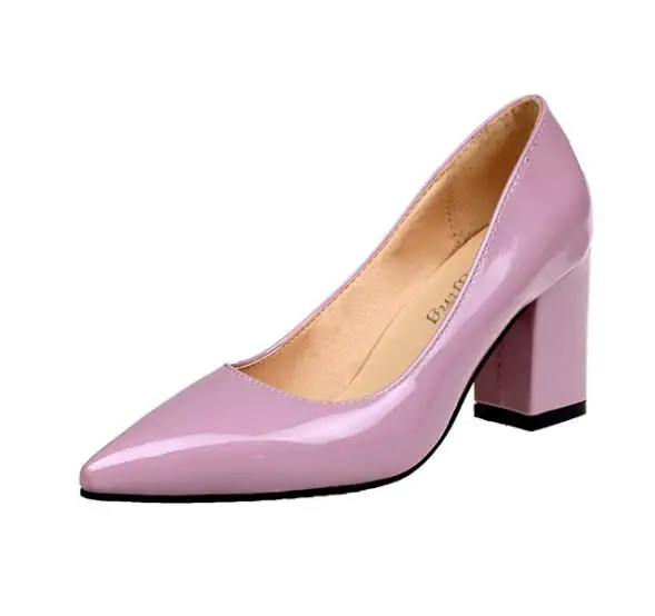 Pink Г. Женские пикантные вечерние туфли на высоком каблуке для невесты, на среднем каблуке, с острым закрытым носком, обувь на высоком каблуке Женская обувь Большие размеры 35-43 - Цвет: Pink