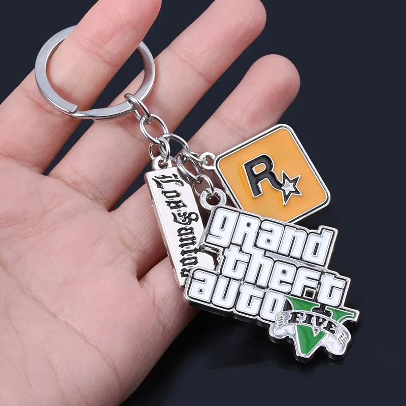 Game Keychain Key Rings Key Chains Game PS4 GTA5 Keychain GTA V Grand Theft Auto 5 Star Muti Pendant Keyring For Men Fashion Key Holder Jewelry
