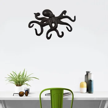 

1PC Cast Iron Octopus Shaped Hook Creative Key Hook Decorative Key Rack Clothes Hanger for Home Living Room