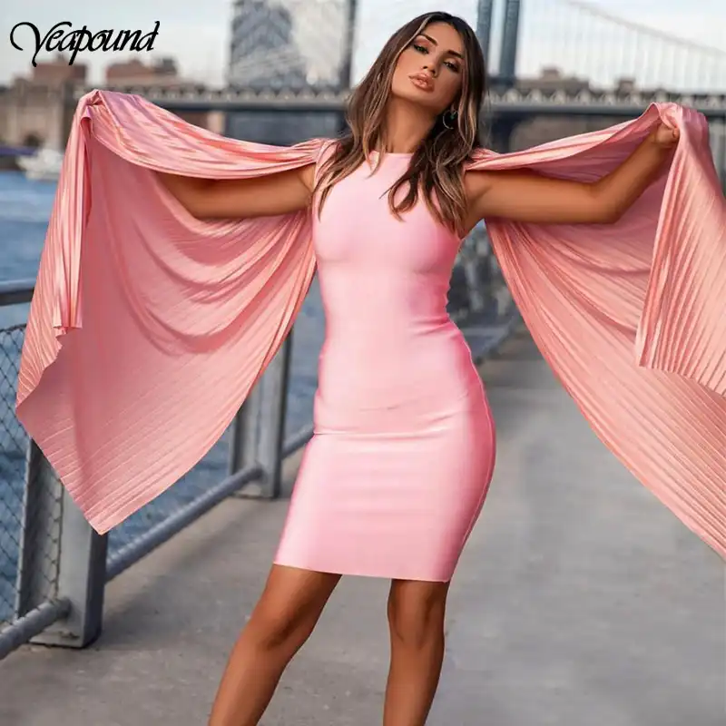cape sleeve bodycon midi dress