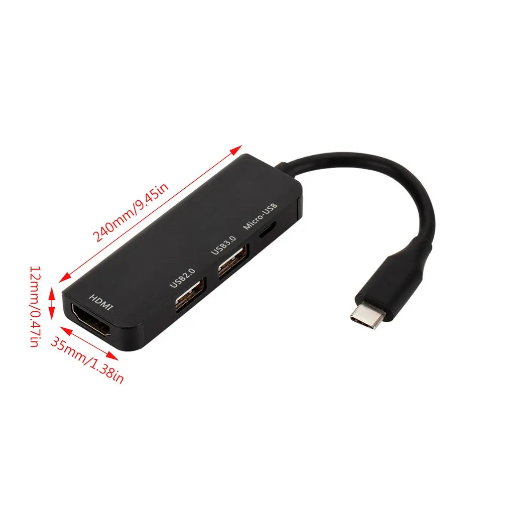 1 шт. серый алюминиевый сплав 4 в 1 USB-C к тип-c 3 USB 3,0 концентратор HDMI RJ45 Ethernet Micro SDTF OTG адаптер