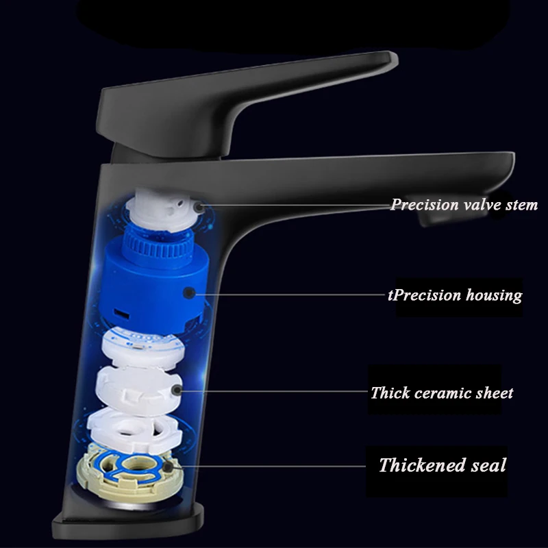 Черный кран для раковины, кран для раковины, кран для раковины с одним отверстием, хромированный кран для раковины, кран для мытья, горячей и холодной воды, кран для раковины