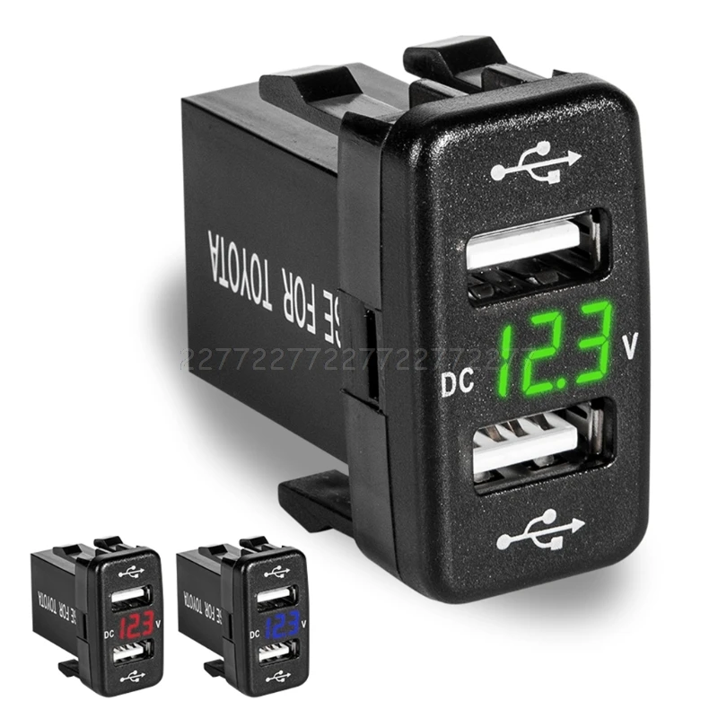 DC 12v USB Socket Charger Voltage Meter Voltmeter Cigarette Lighter 2 Port Power Adapter Interface S18 19 Dropship | Обустройство