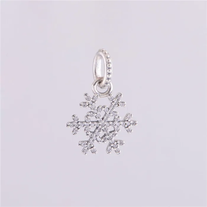 

Christmas Snowflake Charms Beads Fits Pandora Bracelet Authentic 925 Sterling Silver Clear CZ Flower Beads Jewelry Making