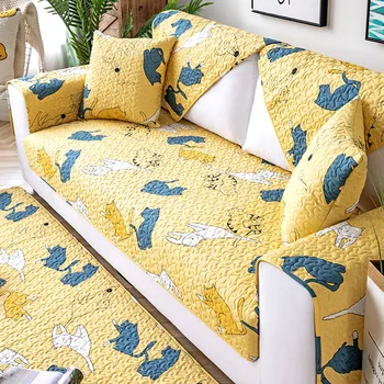 

Children's Cotton Sofa Cushion Four Seasons Universal Mat Non-Slip Cotton Fresh Cartoon Living Room Cotton Sofa Cover