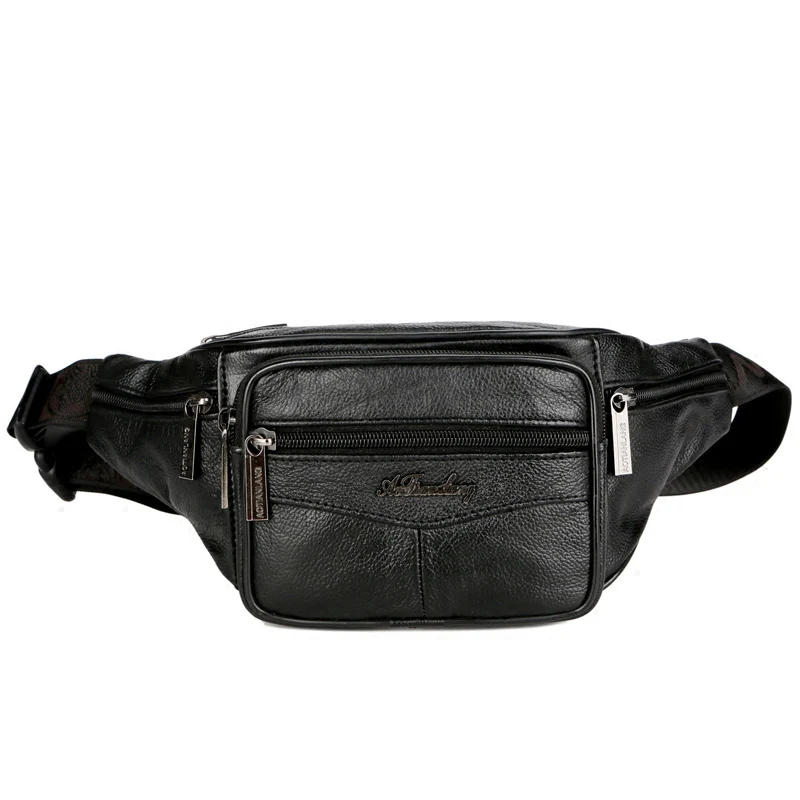 Black Waist pack Новая Кожаная поясная сумка, Мужская поясная сумка, Мужская брендовая кожаная сумка, Мужская вместительная Водонепроницаемая набедренная сумка, черная поясная сумка, большая сумка для почек - Цвет: Black Waist pack