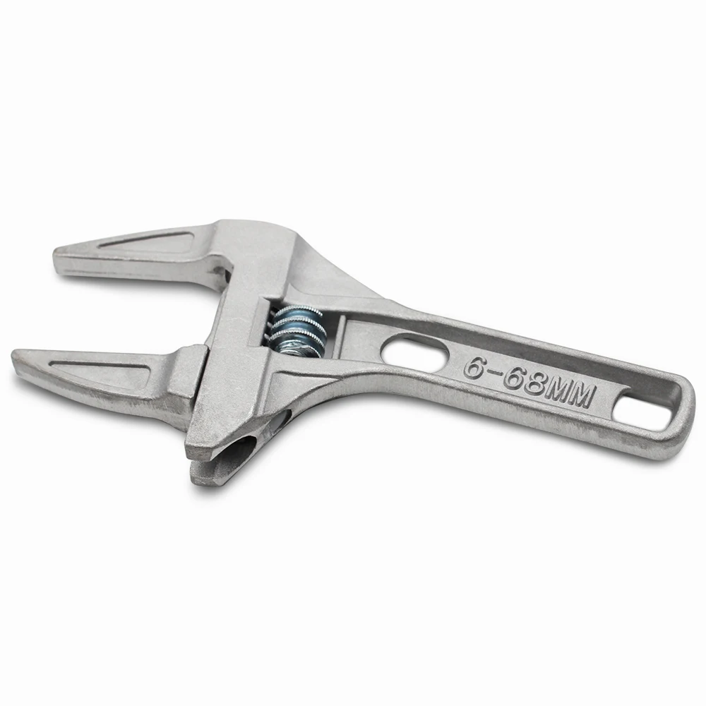 1pc 6-68mm Short Shank Large Opening Wrench Aluminum Alloy Adjustable Universal Snap Grip Spanner Bathroom Repair Tools