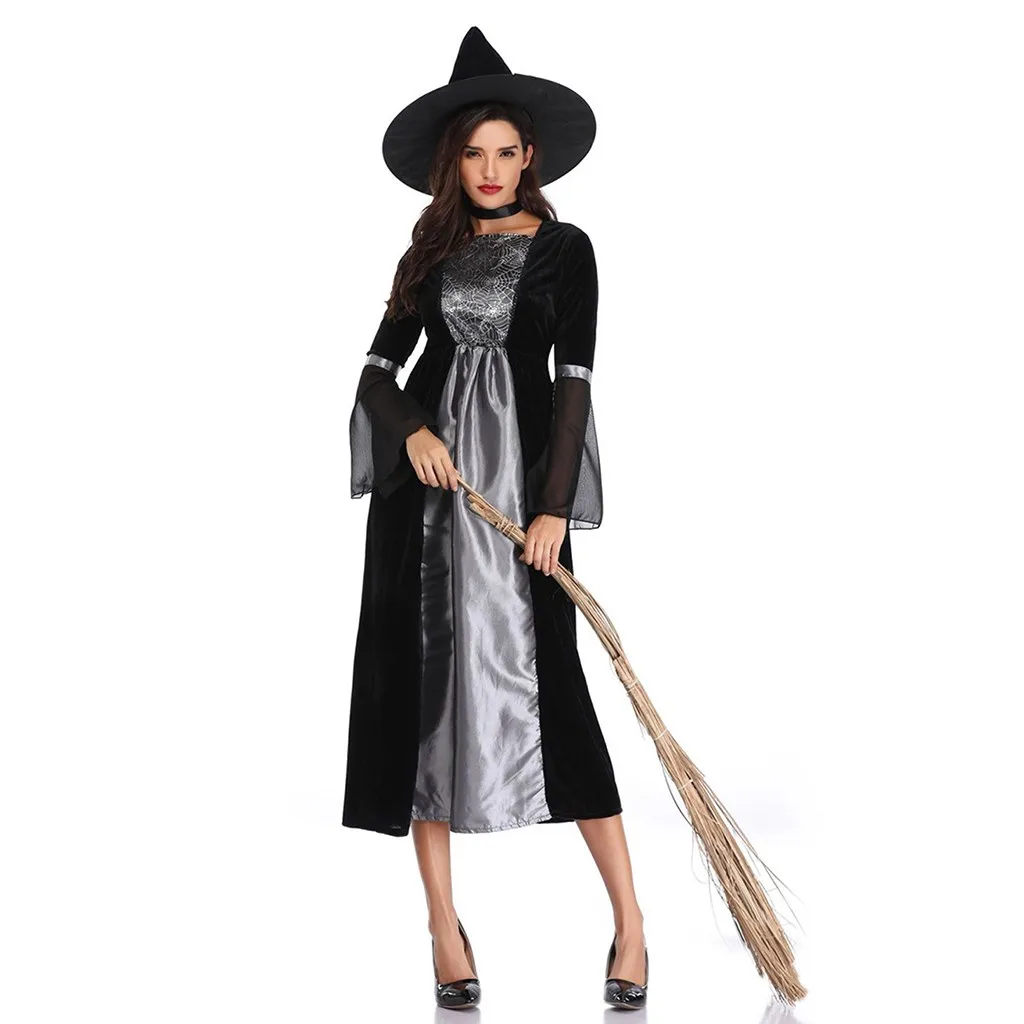 Вечерние костюмы на Хэллоуин для взрослых женщин, фантазия, сексуальный костюм малефисенты, ведьма, маскарадный костюм+ шляпа disfraz preso FC
