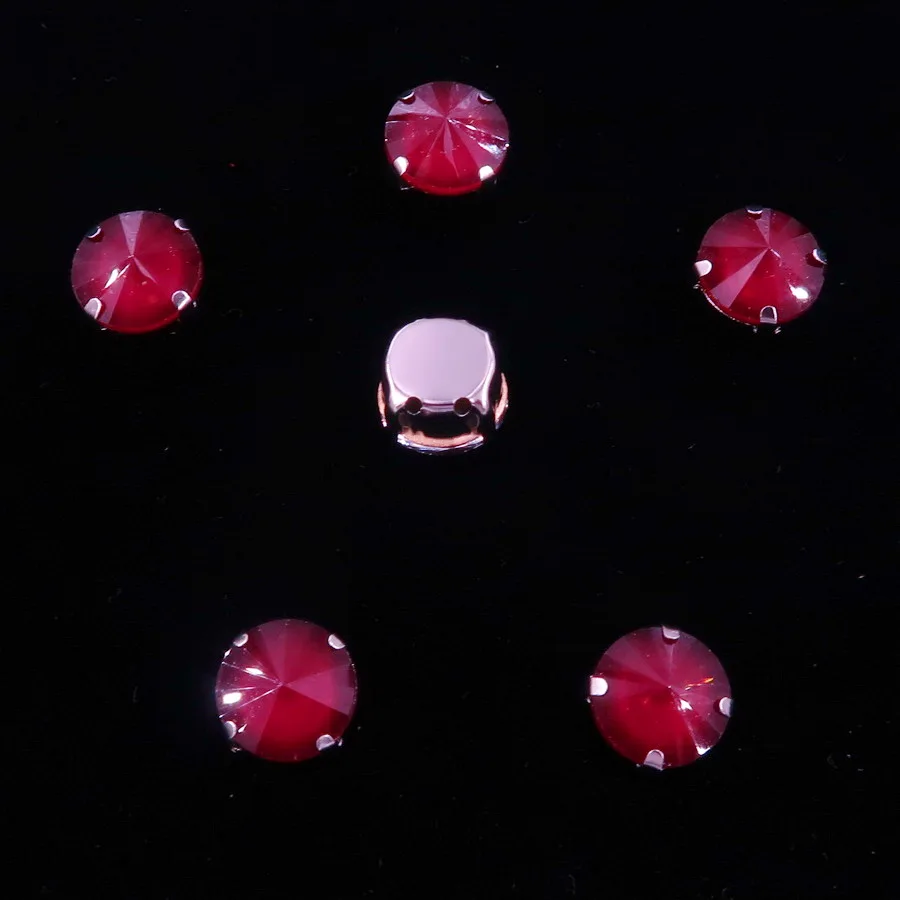 Серебряный коготь настройки стекло кристалл 8 мм 10 мм желе конфеты& AB круглые Rivoli Форма сшить из стразов для одежды сумки обувь diy отделка - Цвет: A19 Dark red