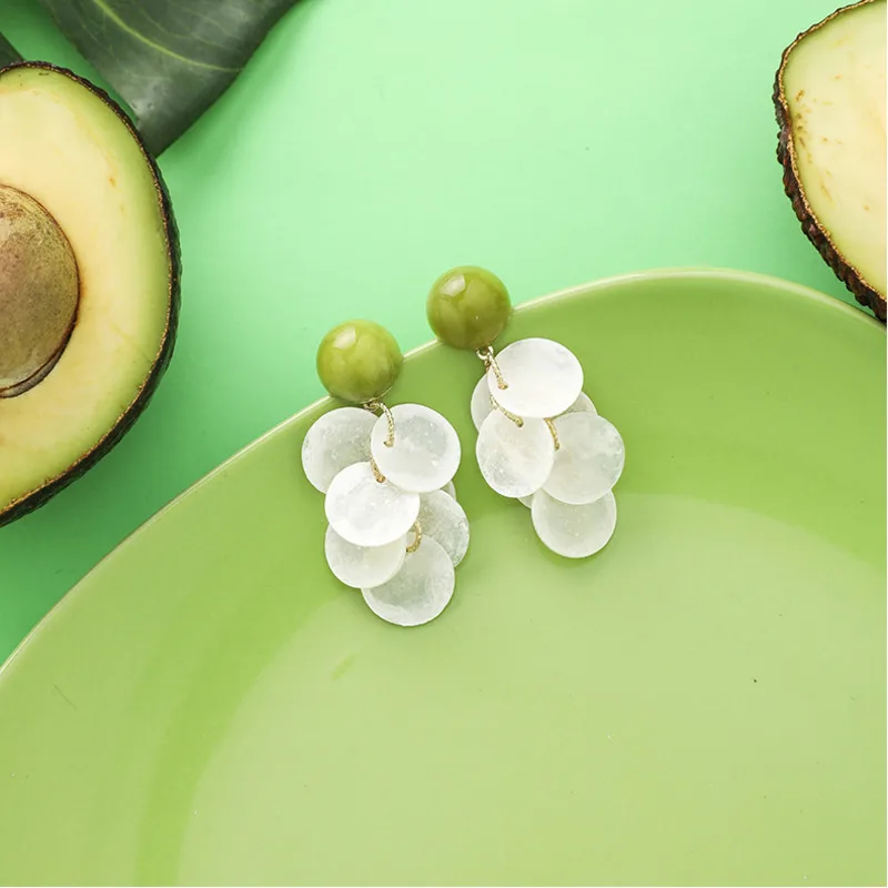 Комплект сережек в стиле ретро с зелеными авокадо фруктами и цветами милые