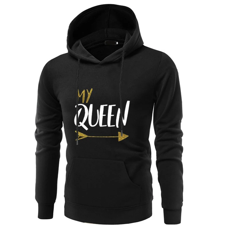 MY QUEEN KING толстовка с капюшоном и принтом для пары модные повседневные женские толстовки Толстовка с надписью женская одежда
