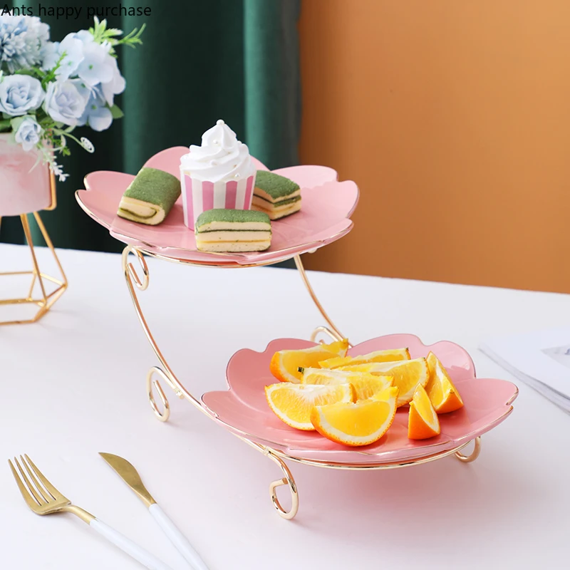 Tall Feet Ceramic Plate Dessert Plate Cake Pan Round Decorative Plates Cake  Stand Snack Tray Fruit Bowl Dishes Refreshment Tray - AliExpress