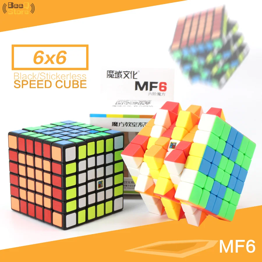 Mofangjiaoshi MF6 6x6 кубик скоростной черный без наклеек 6 слоев 68 мм Профессиональный