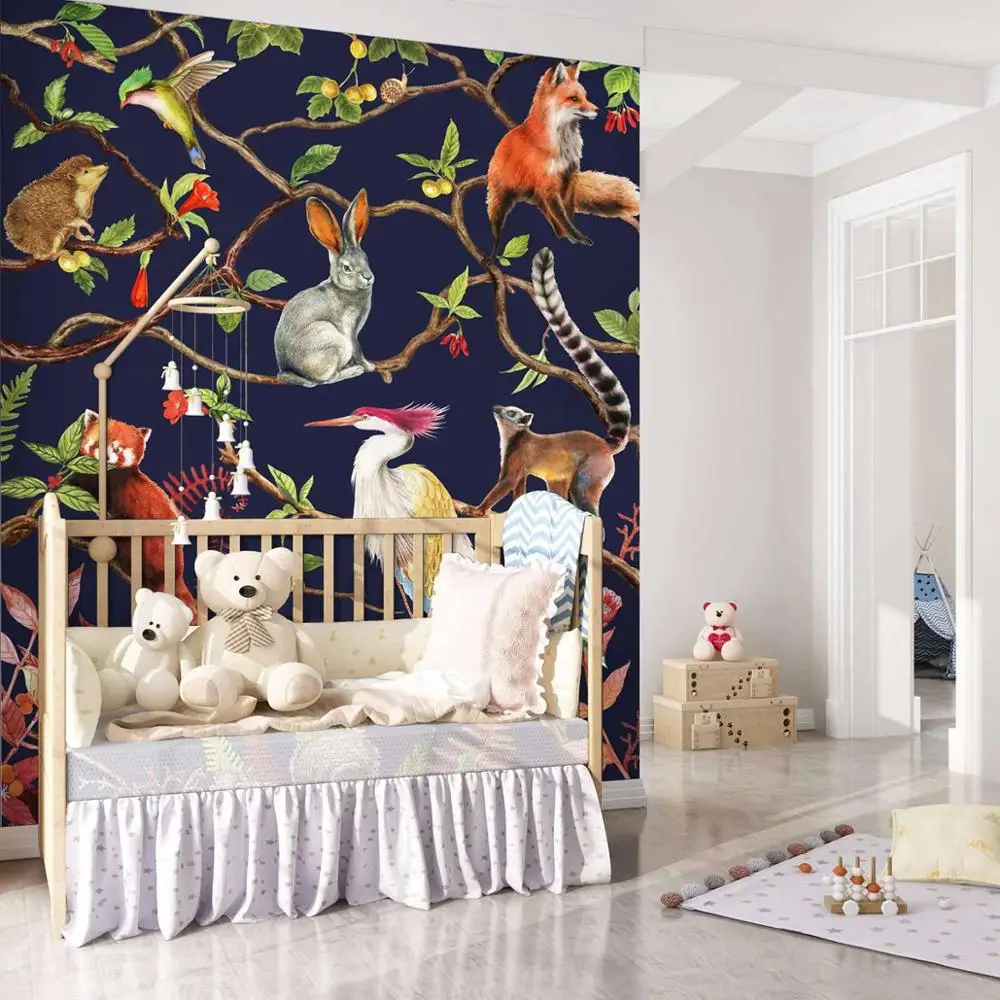Chinoiserie animal jungle forest mural wallpaper STDM5081 | Обустройство дома