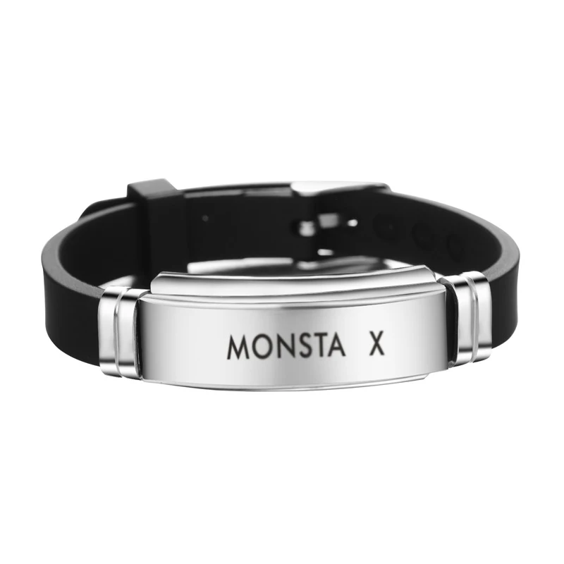 MONSTA X-1 K-pop MONSTA X браслет из нержавеющей стали Kpop MONSTA X Регулируемый браслет унисекс MONSTA X вентиляторы поддержка подарок Прямая - Окраска металла: MONSTA X-1
