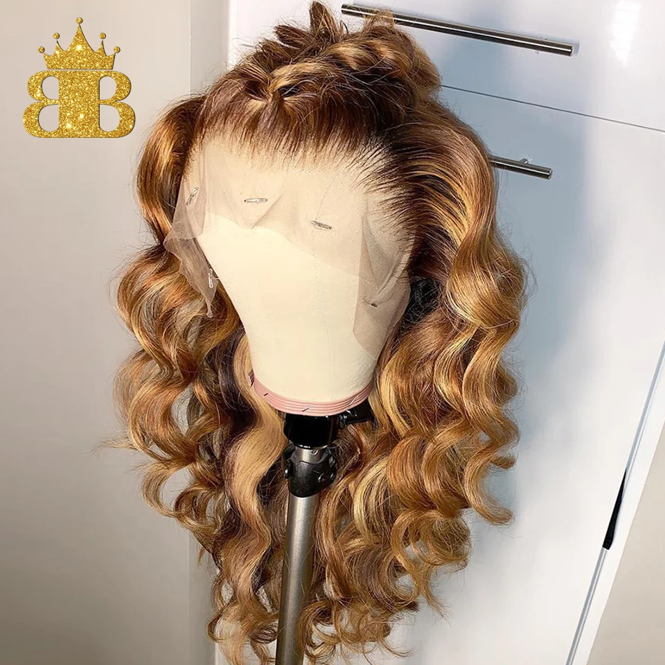 Свободная волна 13*4 Омбре T1B/27 парик Remy бразильские кружевные передние человеческие волосы парики для женщин черный цвет отбеленный нагрудник