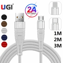 UGI Fast Charge Cable Data Cable For IOS Type C USB C Nylon Braided Data Transfer Cloth Quick Charge Micro USB Charger 2A White apple mjwt2zm a usb c charge cable 2 м white
