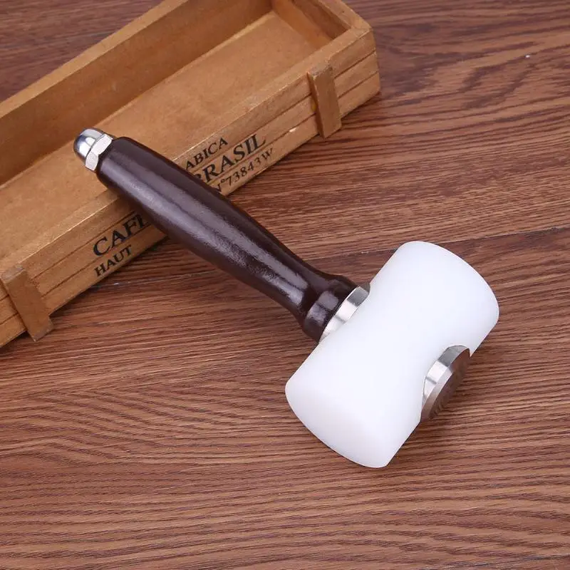 Leather Carving Hammer DIY Craft Cowhide Punch Cutting Nylon Hammer Tool with Wood Handle Leathercraft Carving