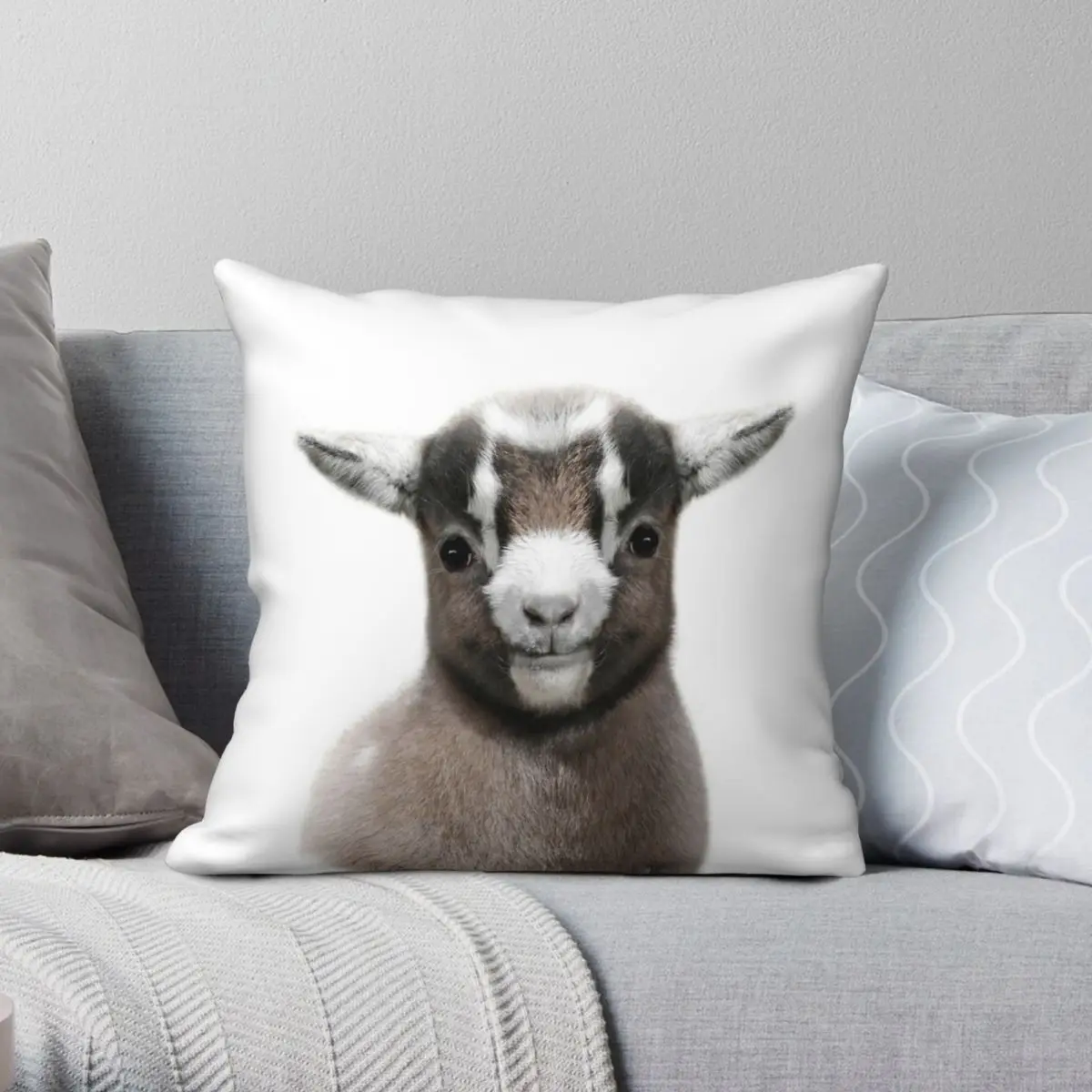 

Goat Pillowcase Polyester Linen Velvet Pattern Zip Decor Pillow Case Sofa Cushion Cover
