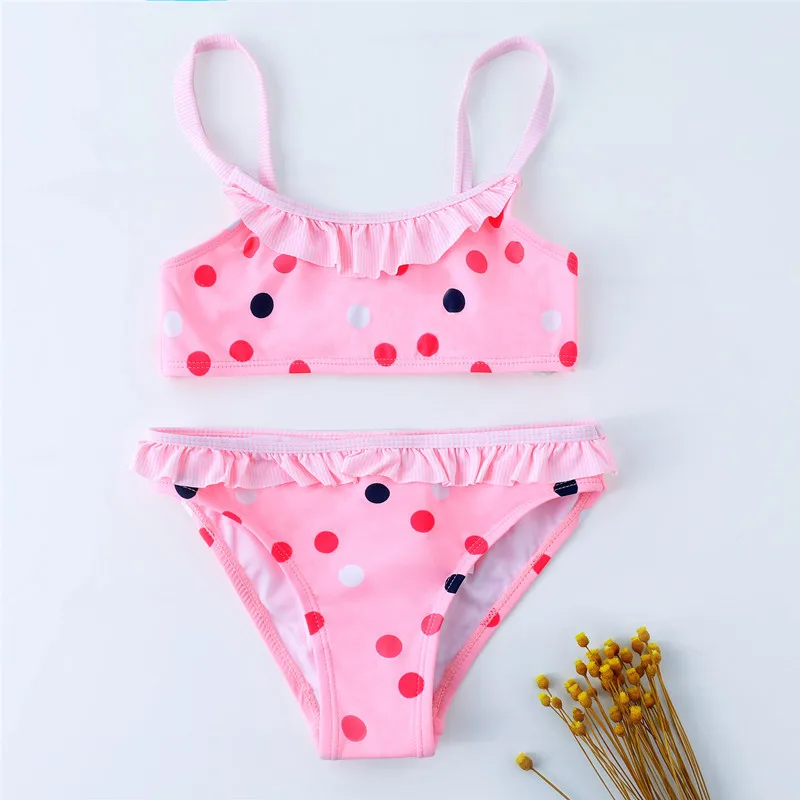 Pink Новинка года; купальный костюм для девочек; От 2 до 12 лет из двух предметов; детский купальный костюм; бикини; танкини; G50-CZ933 - Цвет: Pink
