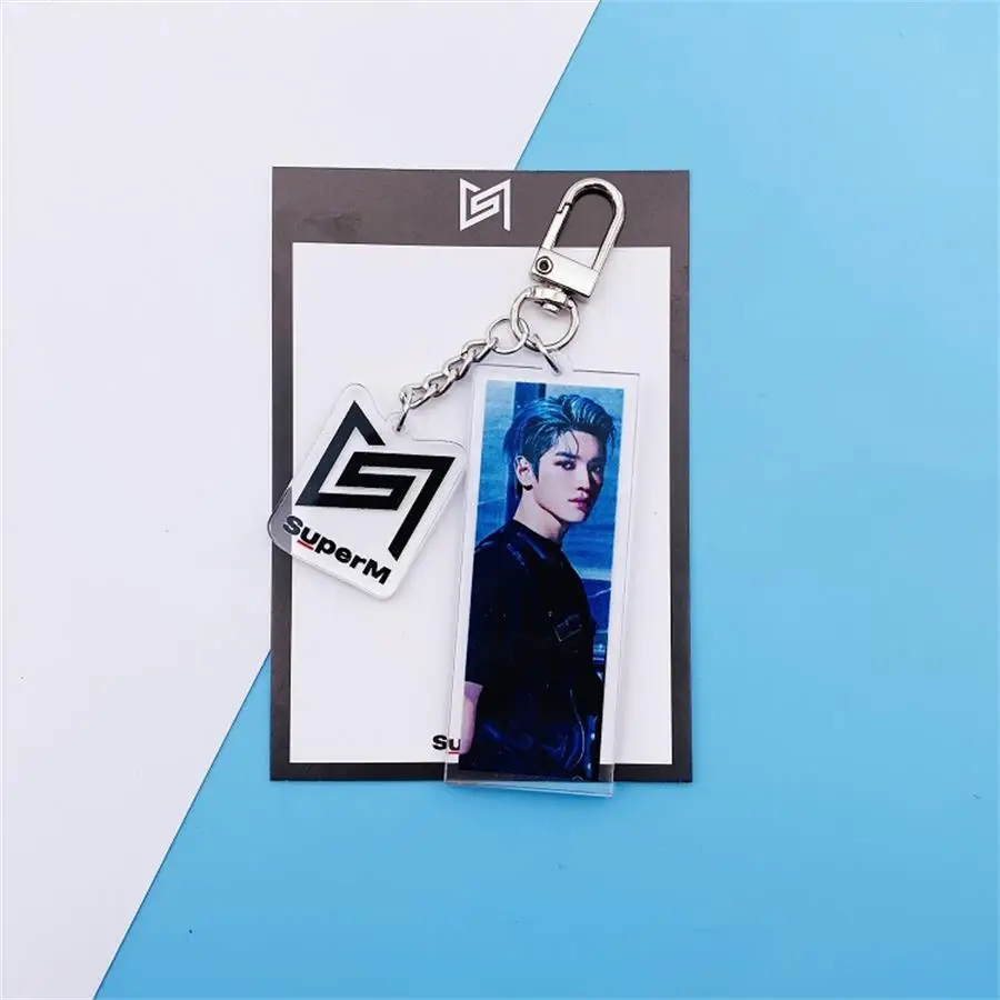 Акриловый брелок Kpop SuperM Kai Lucas, модный брелок для ключей с фото, держатель для ключей Baekhyun Ten Bag, подвеска, Шарм - Color: 3