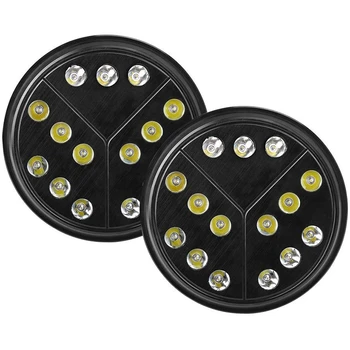 

Pair 7 Inch Round Style Led Headlights with Hi/Lo Beam for Jeep Wrangler JKU Jk Tj CJ TJ H4-H13 Adapter