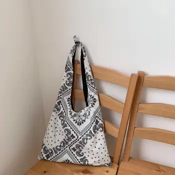 

New cashew flower cloth handbag large capacity women bags thin section knotted shoulder bag strap shopping bags 01-SB-djgwrx